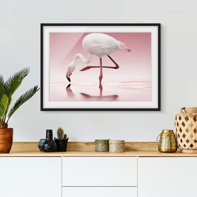 

Póster enmarcado - Flamingo Dance Dimensión LxA: 18cm x 24cm, Marco: Negro