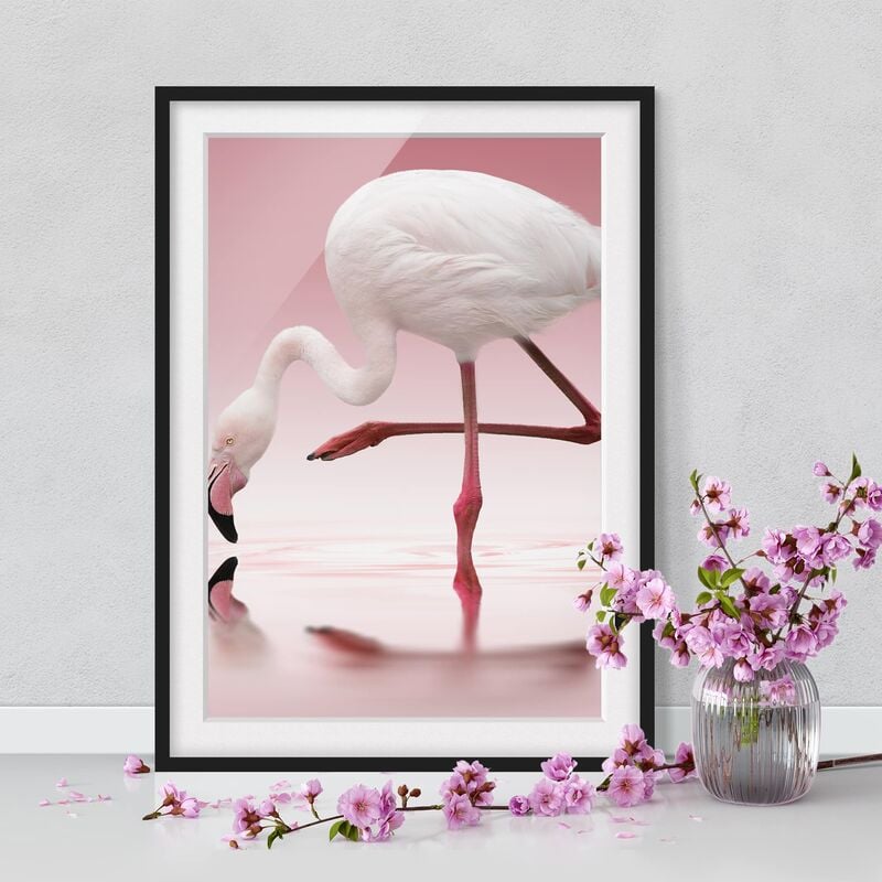 

Póster enmarcado - Flamingo Dance Dimensión LxA: 100cm x 70cm, Marco: Negro