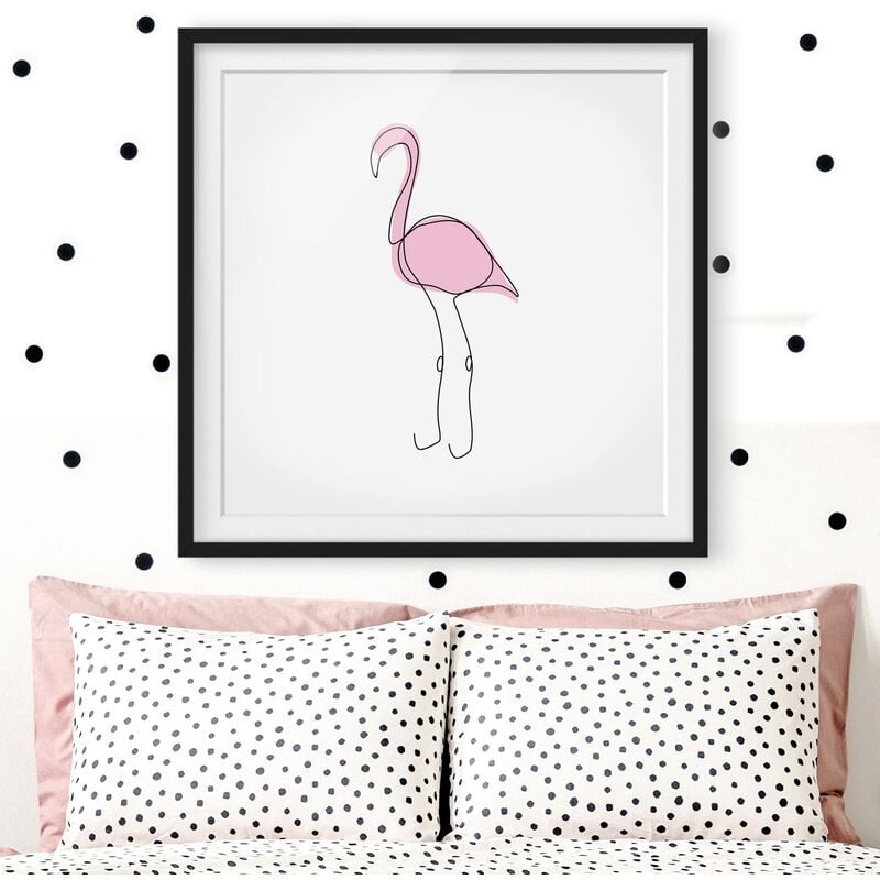 

Póster enmarcado - Flamingo Line Art Dimensión LxA: 70cm x 70cm, Marco: Negro