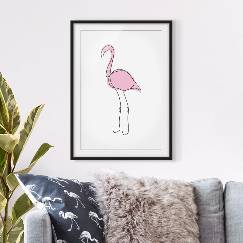 

Póster enmarcado - Flamingo Line Art Dimensión LxA: 70cm x 50cm, Marco: Negro