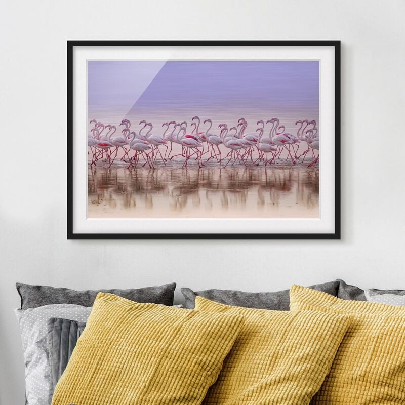 

Póster enmarcado - Flamingo partito Dimensión LxA: 18cm x 24cm, Marco: Negro