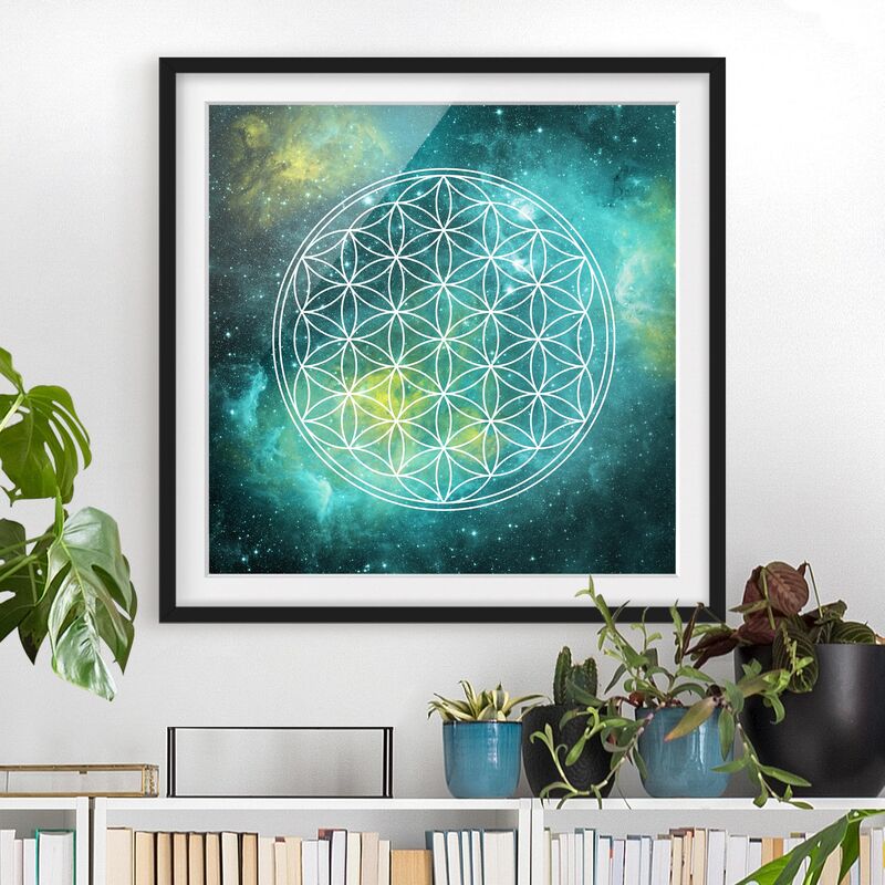 

Póster enmarcado - Flower Of Life In The Light Of The Stars Dimensión LxA: 20cm x 20cm, Marco: Negro