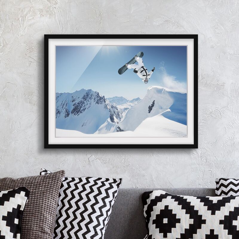 

Póster enmarcado - Flying Snowboarder Dimensión LxA: 18cm x 24cm, Marco: Negro