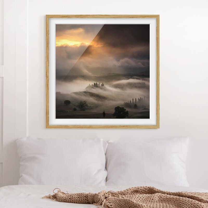 

Póster enmarcado - Fog Waves Dimensión LxA: 30cm x 30cm, Marco: Roble