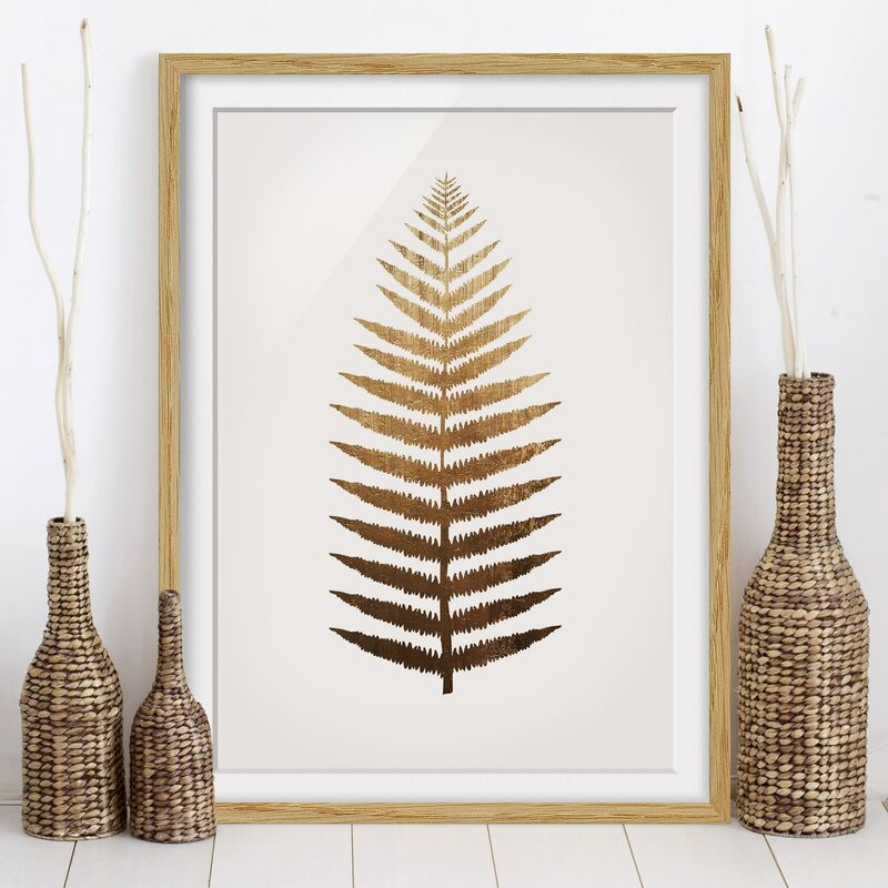 

Póster enmarcado - Foglia dorata - Felce Dimensión LxA: 24cm x 18cm, Marco: Roble