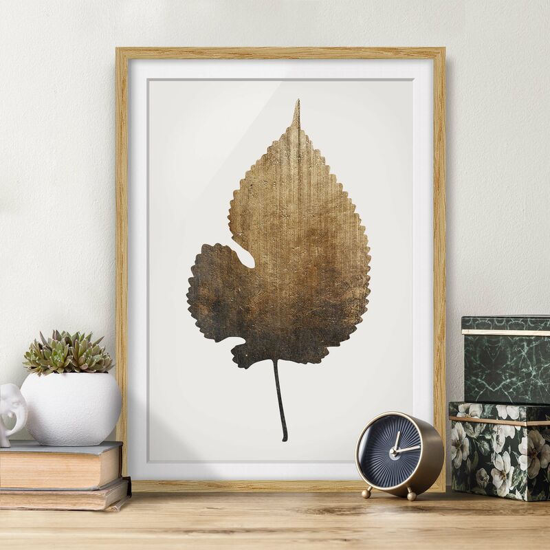 

Póster enmarcado - Foglia dorata - Tiglio Dimensión LxA: 70cm x 50cm, Marco: Roble