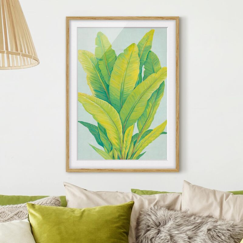 

Póster enmarcado - Foglie Di Banano Giallo-Verdi Dimensión LxA: 100cm x 70cm, Marco: Roble