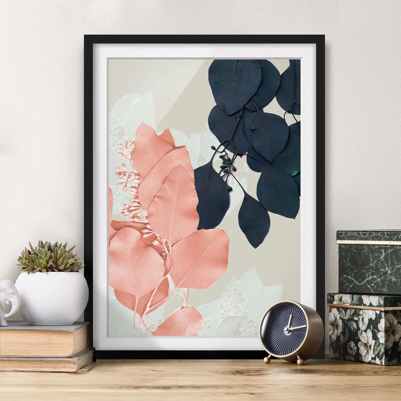 

Póster enmarcado - Foglie Indigo & Rouge Ii Dimensión LxA: 55cm x 40cm, Marco: Negro