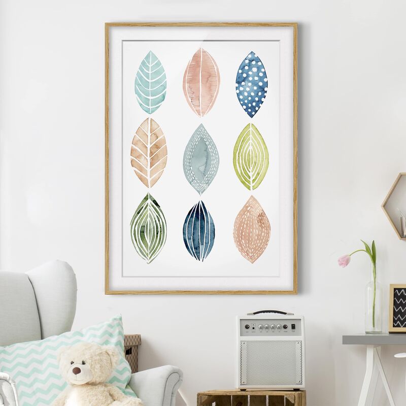 

Póster enmarcado - Foglie Patterned Ii Dimensión LxA: 40cm x 30cm, Marco: Roble