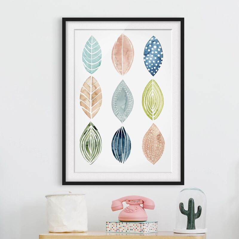 

Póster enmarcado - Foglie Patterned Ii Dimensión LxA: 55cm x 40cm, Marco: Negro