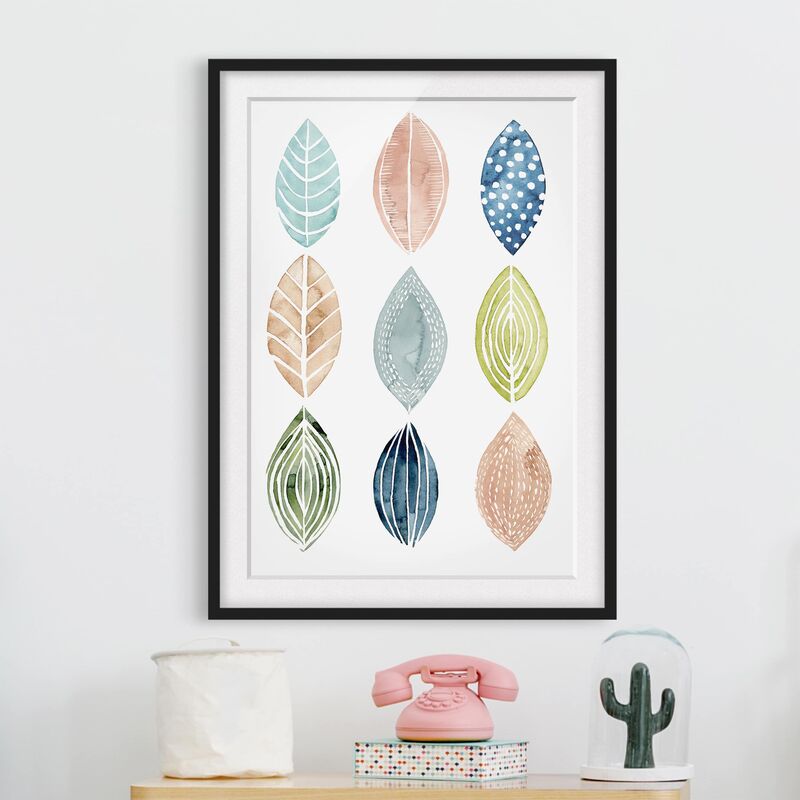 

Póster enmarcado - Foglie Patterned Ii Dimensión LxA: 100cm x 70cm, Marco: Negro