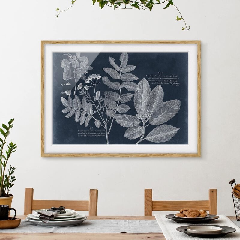 

Póster enmarcado - Foliage Dark Blue - Avocado Dimensión LxA: 70cm x 100cm, Marco: Roble
