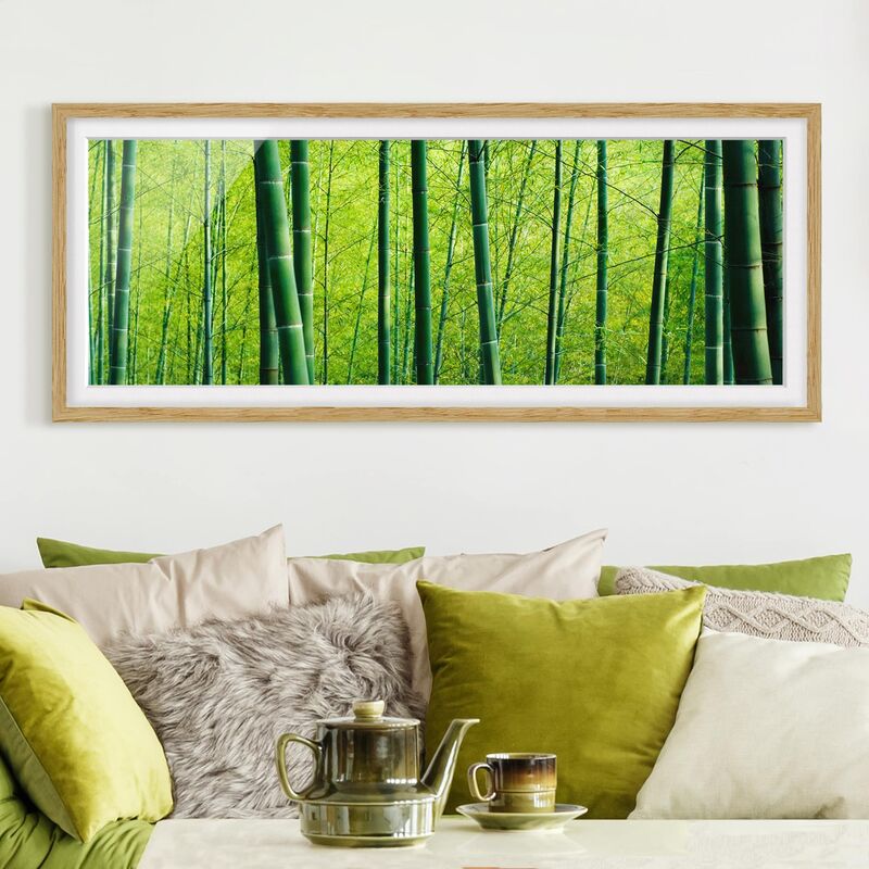 

Póster enmarcado - Foresta Di Bambù Dimensión LxA: 40cm x 100cm, Marco: Roble