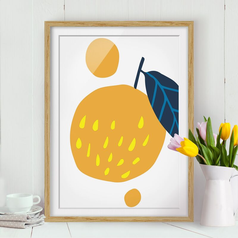 

Póster enmarcado - Forme astratte - arancione Dimensión LxA: 55cm x 40cm, Marco: Roble