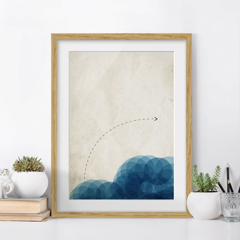 

Póster enmarcado - Forme astratte - Cerchi blu Dimensión LxA: 70cm x 50cm, Marco: Roble