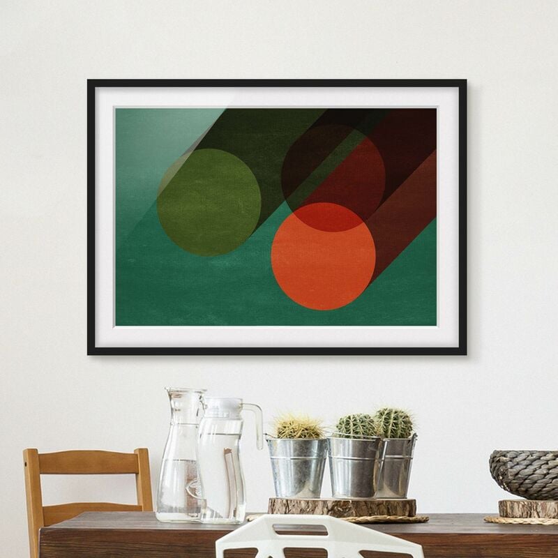 

Póster enmarcado - Forme astratte - Cerchi in verde e rosso Dimensión LxA: 30cm x 40cm, Marco: Negro