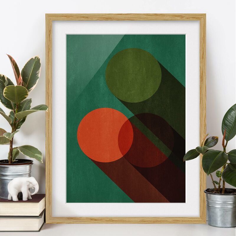 

Póster enmarcado - Forme astratte - Cerchi in verde e rosso Dimensión LxA: 24cm x 18cm, Marco: Roble