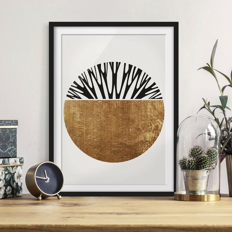 

Póster enmarcado - Forme astratte - cerchio dorato Dimensión LxA: 100cm x 70cm, Marco: Negro