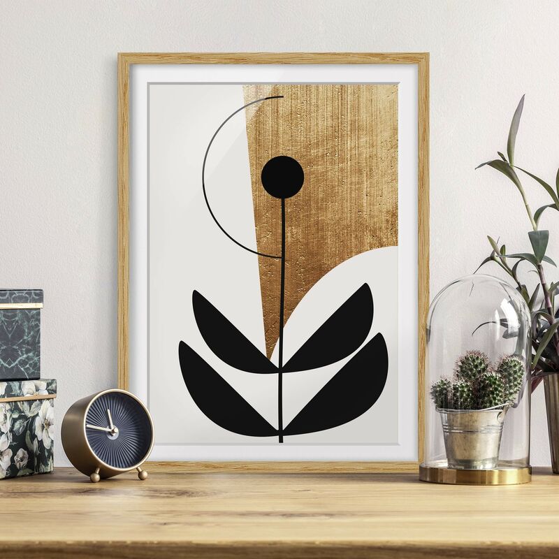 

Póster enmarcado - Forme astratte - fiore in oro Dimensión LxA: 70cm x 50cm, Marco: Roble