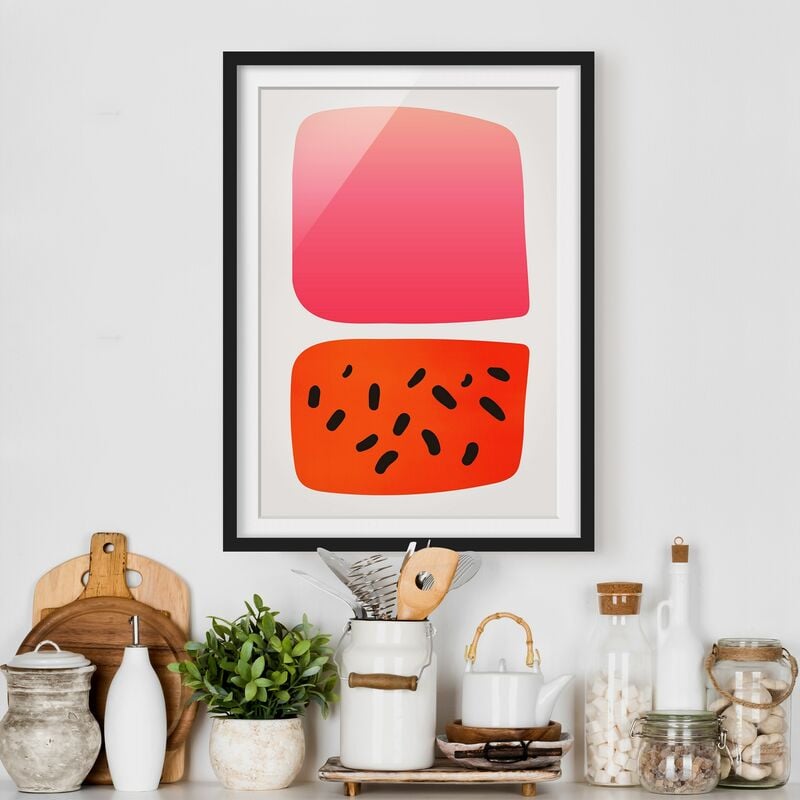 

Póster enmarcado - Forme astratte - melone e rosa Dimensión LxA: 100cm x 70cm, Marco: Negro