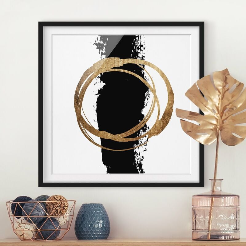 

Póster enmarcado - Forme astratte - oro e nero Dimensión LxA: 50cm x 50cm, Marco: Negro