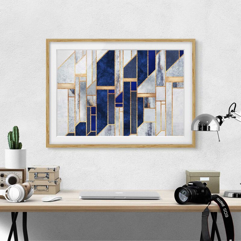 

Póster enmarcado - Forme geometriche con oro Dimensión LxA: 70cm x 100cm, Marco: Roble