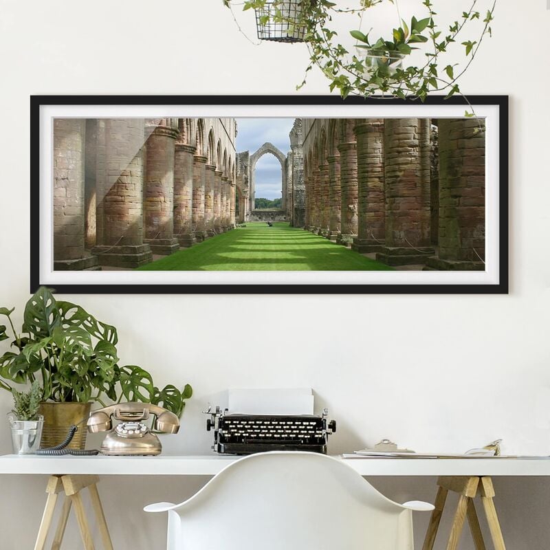 

Póster enmarcado - Fountains Abbey Dimensión LxA: 30cm x 75cm, Marco: Negro