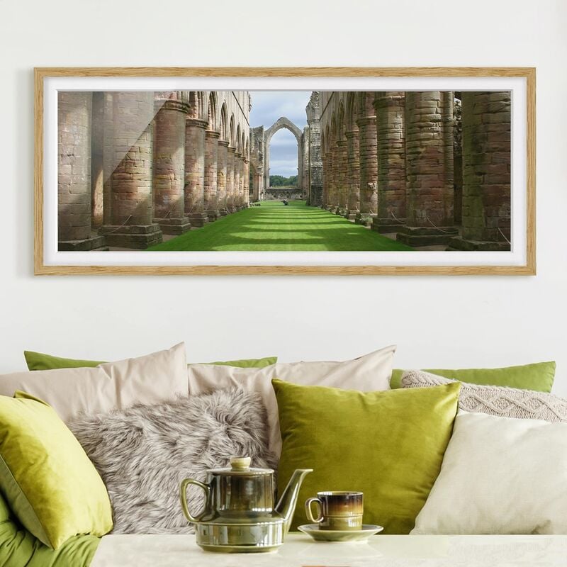 

Póster enmarcado - Fountains Abbey Dimensión LxA: 30cm x 75cm, Marco: Roble