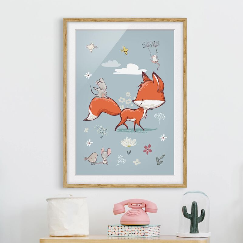 

Póster enmarcado - Fox And Mouse On The Move Dimensión LxA: 24cm x 18cm, Marco: Roble