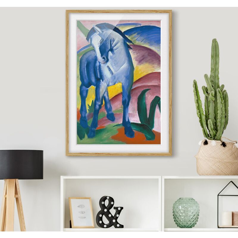 

Póster enmarcado - Franz Marc - Blue Horse I Dimensión LxA: 24cm x 18cm, Marco: Roble