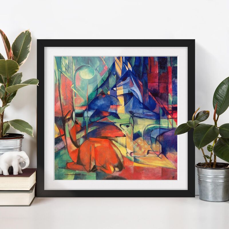

Póster enmarcado - Franz Marc - Cervi Nella Foresta Dimensión LxA: 70cm x 70cm, Marco: Negro