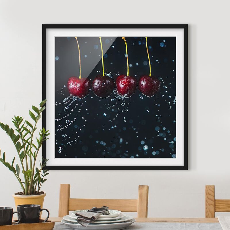 

Póster enmarcado - Fresh Cherries Dimensión LxA: 70cm x 70cm, Marco: Negro