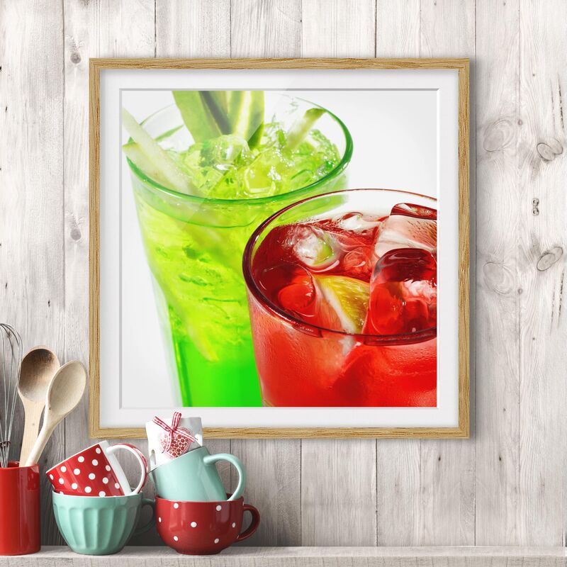 

Póster enmarcado - Fresh Cocktails Dimensión LxA: 50cm x 50cm, Marco: Roble