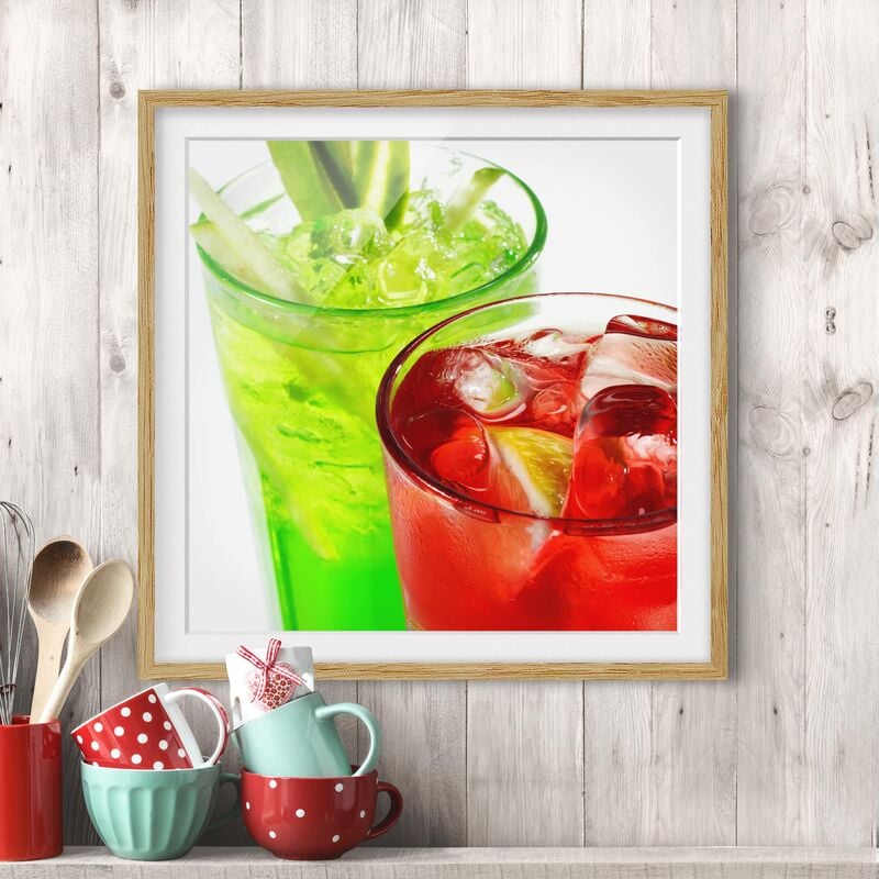 

Póster enmarcado - Fresh Cocktails Dimensión LxA: 20cm x 20cm, Marco: Roble