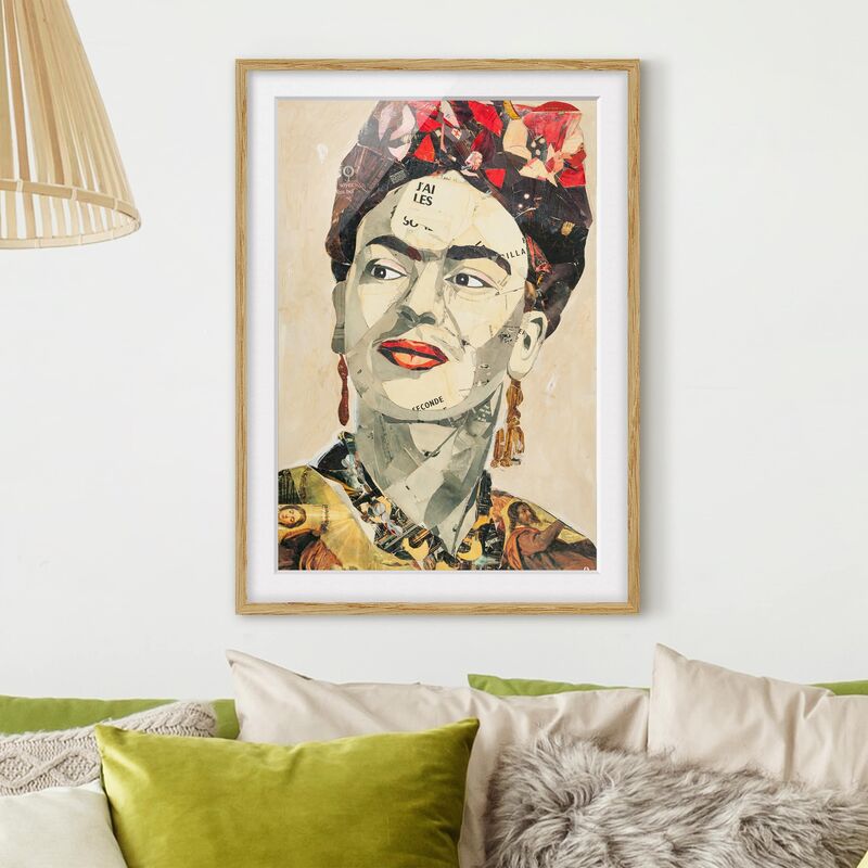 

Póster enmarcado - Frida Kahlo - Collage No.2 Dimensión LxA: 55cm x 40cm, Marco: Roble