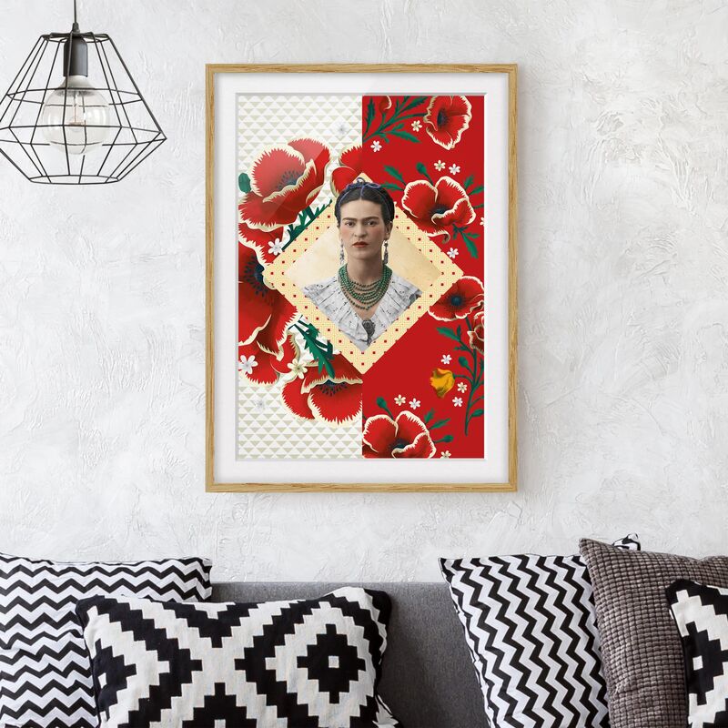 

Póster enmarcado - Frida Kahlo - Poppies Dimensión LxA: 55cm x 40cm, Marco: Roble