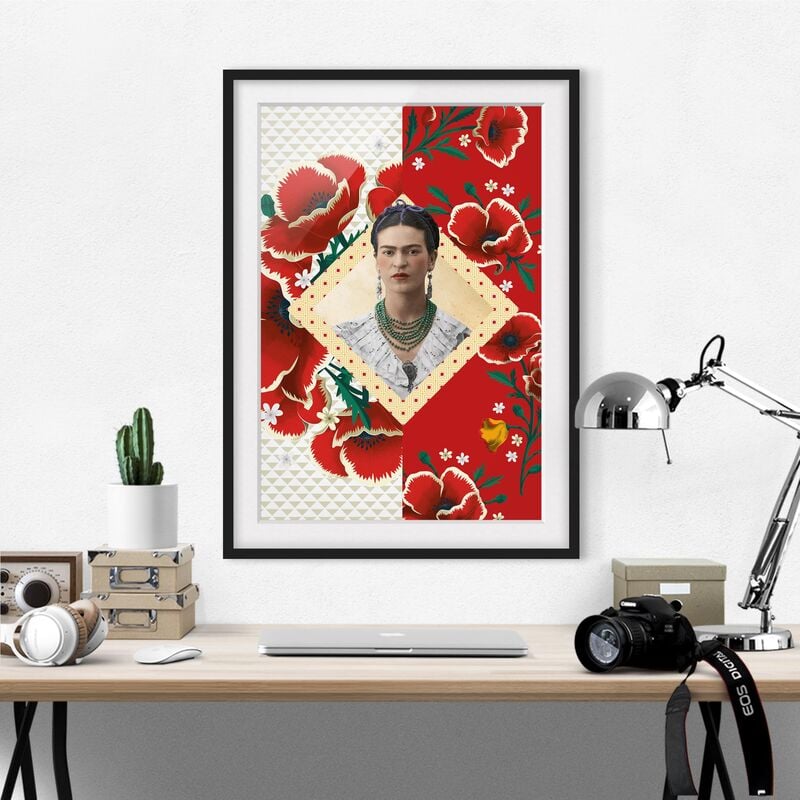 

Póster enmarcado - Frida Kahlo - Poppies Dimensión LxA: 40cm x 30cm, Marco: Negro