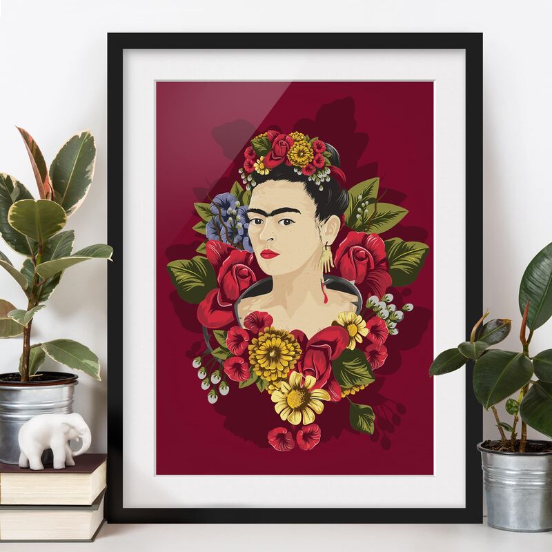 

Póster enmarcado - Frida Kahlo - Roses Dimensión LxA: 100cm x 70cm, Marco: Negro
