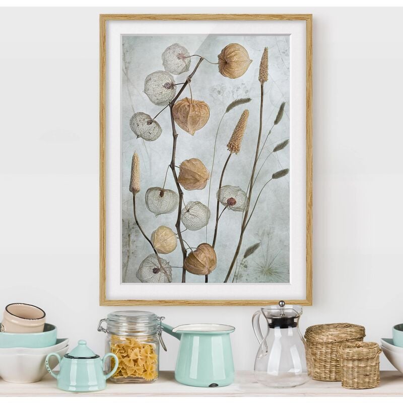 

Póster enmarcado - Frutta lanterna in autunno Dimensión LxA: 100cm x 70cm, Marco: Roble