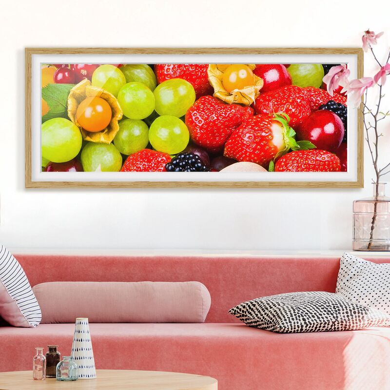 

Póster enmarcado - Frutti Tropicali Dimensión LxA: 40cm x 100cm, Marco: Roble