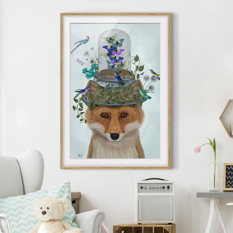 

Póster enmarcado - Fuchs Con La Farfalla Intercettazione Dimensión LxA: 70cm x 50cm, Marco: Roble