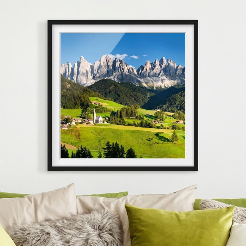 

Póster enmarcado - Geislerspitzen In South Tyrol Dimensión LxA: 50cm x 50cm, Marco: Negro