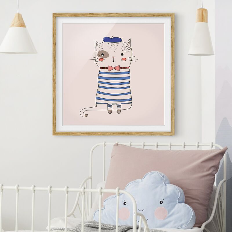 

Póster enmarcado - Gatto in Francia Dimensión LxA: 20cm x 20cm, Marco: Roble