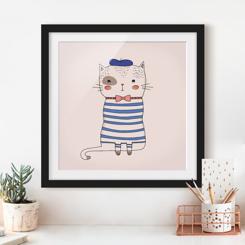 

Póster enmarcado - Gatto in Francia Dimensión LxA: 30cm x 30cm, Marco: Negro