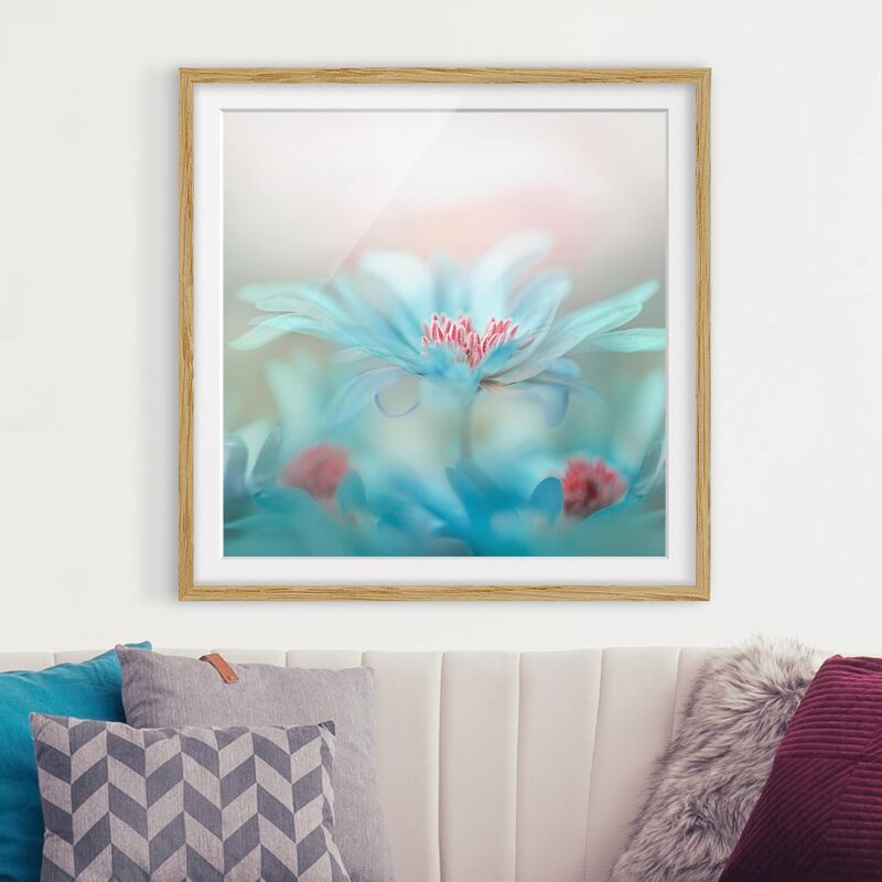 

Póster enmarcado - Gentle Flowers In Pastel Dimensión LxA: 70cm x 70cm, Marco: Roble