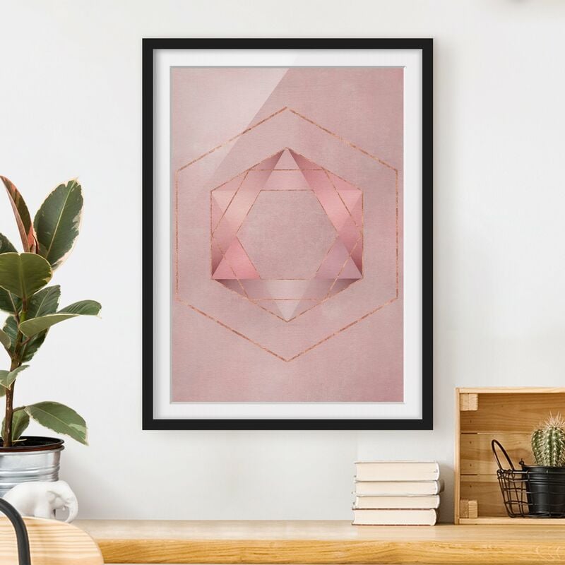 

Póster enmarcado - Geometria In rosa e oro io Dimensión LxA: 24cm x 18cm, Marco: Negro