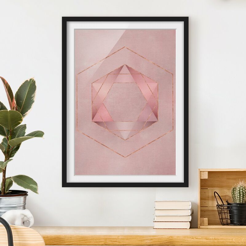 

Póster enmarcado - Geometria In rosa e oro io Dimensión LxA: 70cm x 50cm, Marco: Negro