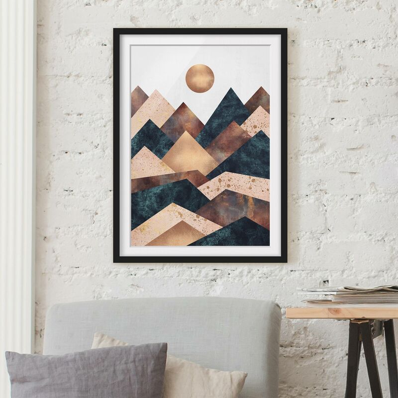 

Póster enmarcado - Geometrico Monti bronzo Dimensión LxA: 100cm x 70cm, Marco: Negro