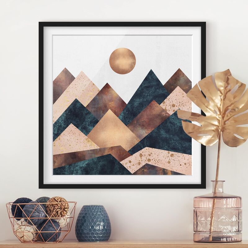 

Póster enmarcado - Geometrico Monti bronzo Dimensión LxA: 30cm x 30cm, Marco: Negro