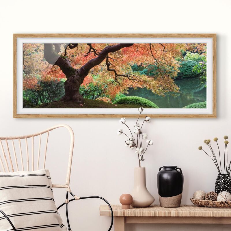 

Póster enmarcado - Giardino Giapponese Dimensión LxA: 50cm x 130cm, Marco: Roble